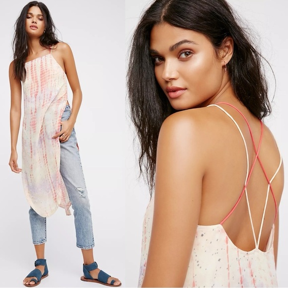 Free People Bohemian Beach Maxi Top Tie Dye Festival Fairy Spring Summer Small - Picture 1 of 15